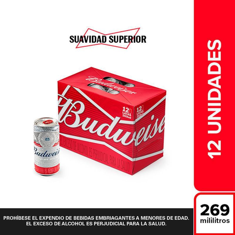 Cerveza lata 12 und Budweiser 269 ml